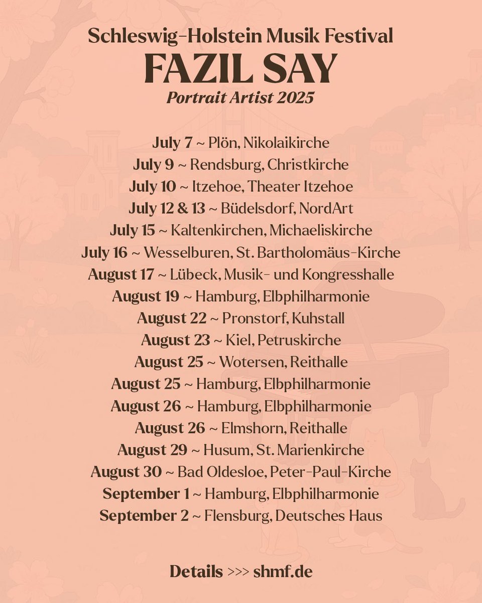 Schleswig-Holstein Musik Festival
Fazıl Say “Portrait Artist 2025”

From 5 July to 31 August 2025, the Schleswig-Holstein Music Festival (SHMF) will focus on the music metropolis of Istanbul and the pianist Fazıl Say. The programme also includes a special anniversary: Germany’s