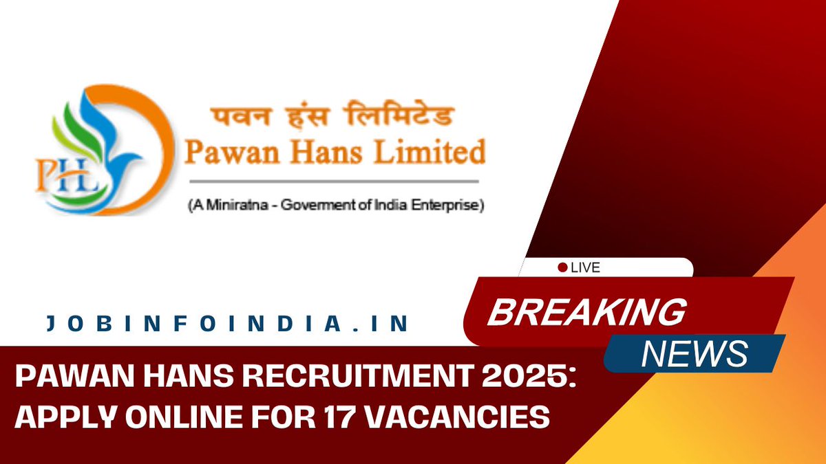 Jobinfoindia's tweet photo. Pawan Hans Recruitment 2025: Apply Online for 17 Assistant, Helper, and Station In-Charge Vacancies https://t.co/SAOfvWmDR2 https://t.co/TnP7nfFvVI