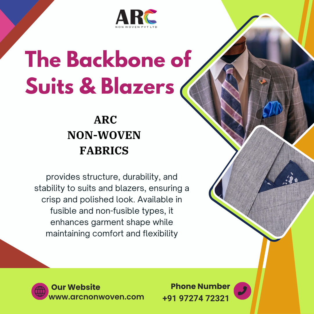 arcnwpl's tweet photo. 🧵✨The Backbone of Suits &amp; Blazers – ARC Non Woven Fabrics From structured shoulders to crisp lapels, our premium interlining ensures every stitch stands strong. Tailored to perfection, powered by ARC. 👔
.
.
#ARCNonWoven #InterliningSolutions #SuitSupport #BlazerBackbone https://t.co/5w8S5pWEmp