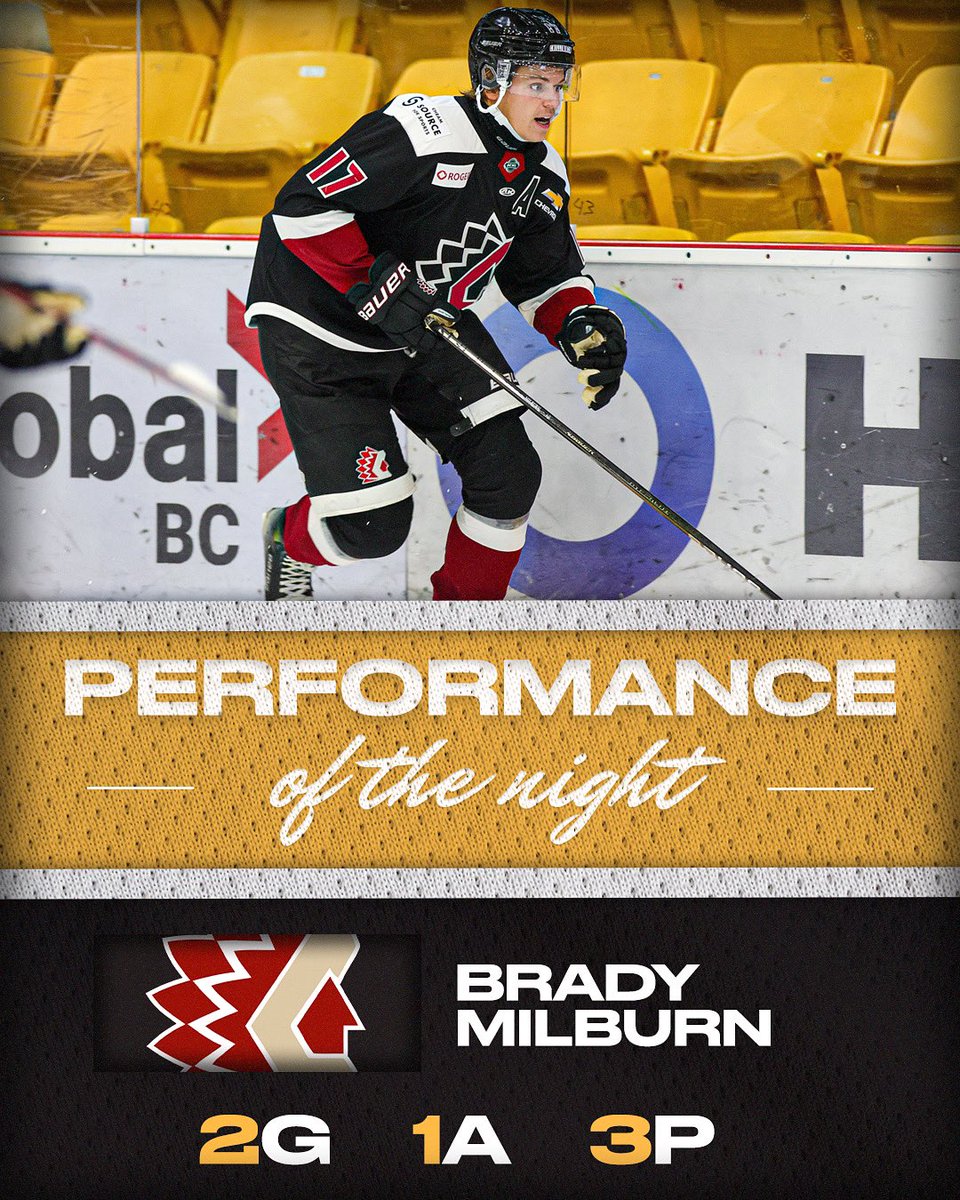 With a 3 point performance in a big 6-1 win in game 1. <a href="/Chiefs_Hockey/">Chilliwack Chiefs</a> forward Brady Milburn takes home your BCHL Performance of the Night!