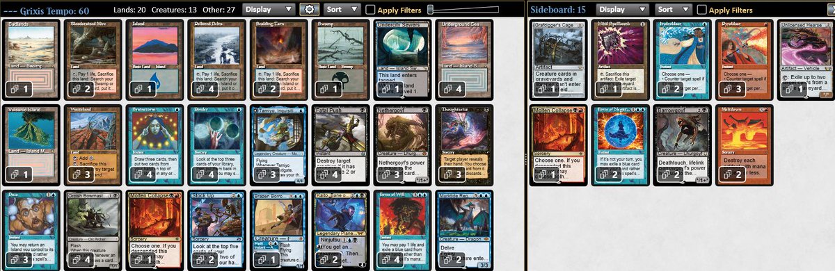 Legacy Challenge Top8
DECK:Grixis Tempo
R1:Sultai Control D〇〇
R2:Spy P〇×〇
R3:UR Cori Tempo D×〇〇
R4:U Painter P×〇×
R5:Yorion UW Echo P〇×〇
R6:R Painter P〇〇
QF:Necro Storm P〇××