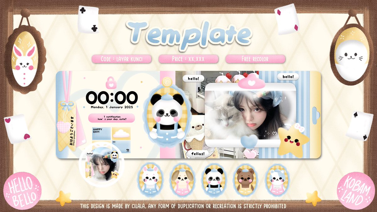 Siaaang!! Ada yang mau jadi kinci untuk layout layar kunci ini? 😍 Boleh single atau couple, rep aja nick &amp; fotonya, copalnya menyesuaikan foto yaa.. aku close repnya besok siang 😉

#zonauang