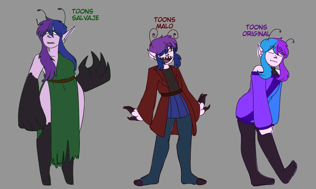 Aquí los rediseños de los Toons´s
Elijan su Toons y- no se, denles cariños

Toons Salvaje ahora es mas agresivo
Toons malo esta mas loquito
Y Toons normal simplemente le cambie el color de las manitos owo