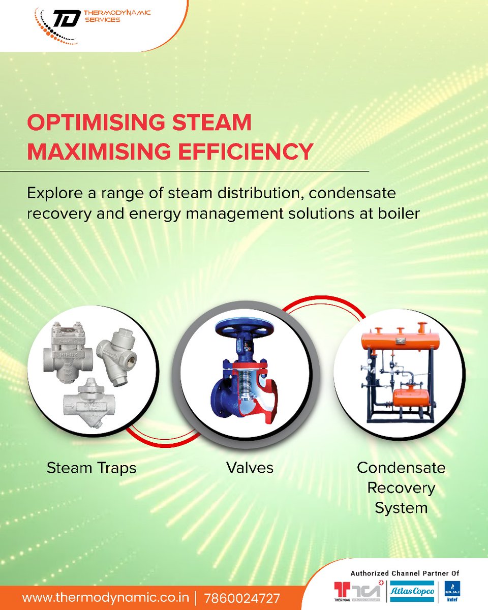 Thermodynamic_S's tweet image. From steam traps to advanced condensate recovery systems, we provide complete solutions to enhance your steam distribution and energy management.

Choose Thermodynamic Services for reliable boiler-side solutions.

📞 Contact us: 7860024727

#SteamEfficiency #BoilerSolutions