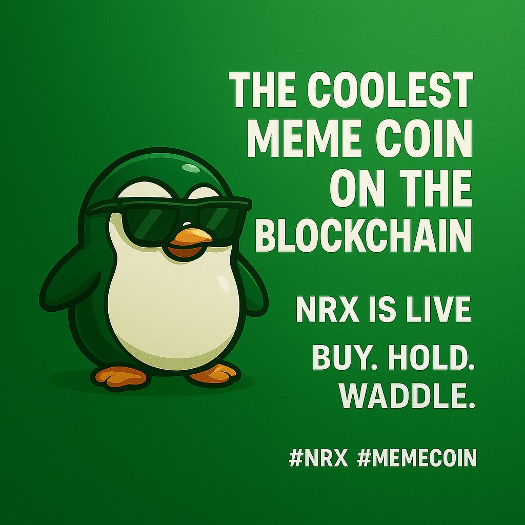 raw5062's tweet photo. The coolest meme coin on the blockchain 🐧💚
No roadmap. No promises. Just pure penguin power.
Buy early, waddle forever.
#NRX #MemeCoin #Crypto https://t.co/YaJBcXrcCm