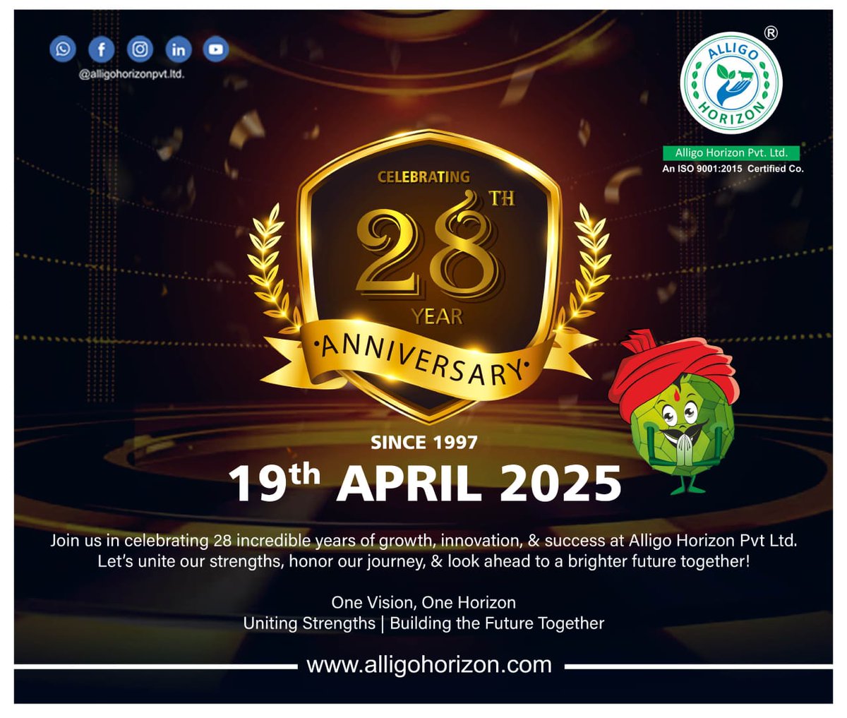 Happy 28th Anniversary Alligo Horizon Team 💐💐💐

086249 08901
alligohorizon.com

#horistar #workanniversary #dedication #hardwork #support #teamwork #supporters #farmer #farminglife #agriculturelife #fertilizer #watersolublefertilizer #plantbased #enthusiasm