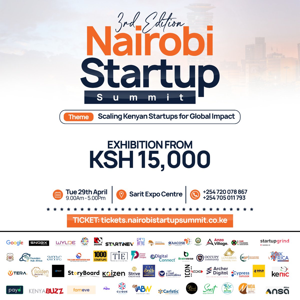 Real conversations. Real growth. The 3rd Annual Startup Summit is where we scale up together. 

April 29 at Sarit Expo Centre.
Secure your seat: tickets.nairobistartupsummit.co.ke

#NairobiStartupSummit #TIEEvents