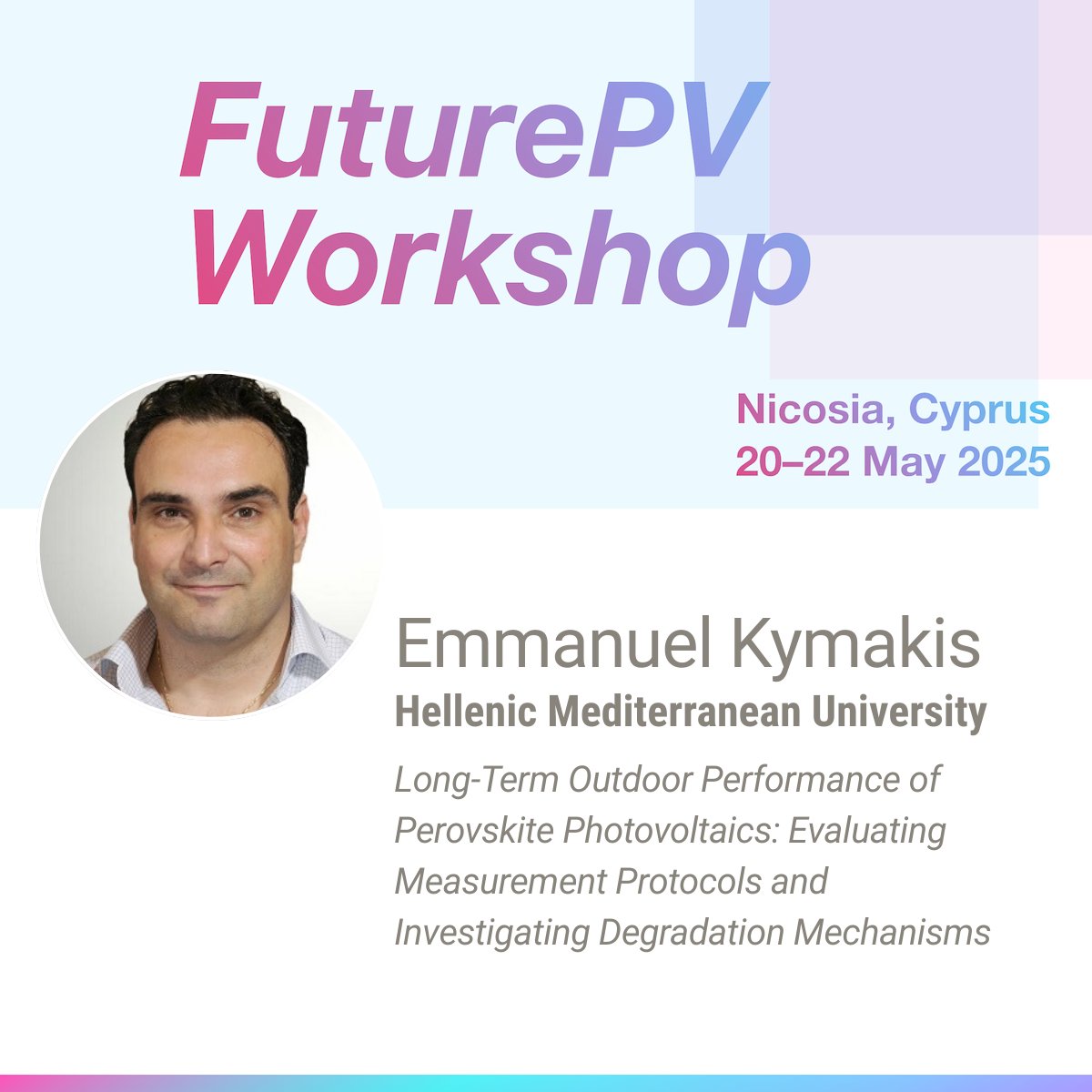 TESTARE Project (@testareproject) on Twitter photo Learn more about Outdoor Performance Metrics of Perovskite - PV with Emmanuel Kymakis from <a href="/HMUniversity/">Ελληνικό Μεσογειακό Πανεπιστήμιο</a> at #FuturePV
<a href="/DiamondHorizEU/">Diamond Project</a> #LAPERITIVO #PERSEUS #SMARTLINEPV #NEXUSPV <a href="/TriumphEurope/">TRIUMPH - Horizon Europe</a> #Apollo
@Amires_EU <a href="/Luminosity_EU/">LUMINOSITY_EU</a> #PHOENIX #PEARL #solmates #circularpv <a href="/UCYOfficial/">University of Cyprus</a> Learn more about Outdoor Performance Metrics of Perovskite - PV with Emmanuel Kymakis from <a href="/HMUniversity/">Ελληνικό Μεσογειακό Πανεπιστήμιο</a> at #FuturePV
<a href="/DiamondHorizEU/">Diamond Project</a> #LAPERITIVO #PERSEUS #SMARTLINEPV #NEXUSPV <a href="/TriumphEurope/">TRIUMPH - Horizon Europe</a> #Apollo
@Amires_EU <a href="/Luminosity_EU/">LUMINOSITY_EU</a> #PHOENIX #PEARL #solmates #circularpv <a href="/UCYOfficial/">University of Cyprus</a>