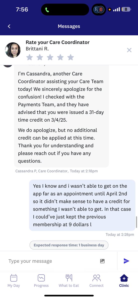 shallowbrookone's tweet photo. @ww_us how do you give someone a credit for a service they couldn’t use because they were that backed up for over a month?  Fix this or I will cancel. https://t.co/T6v82fQWJG