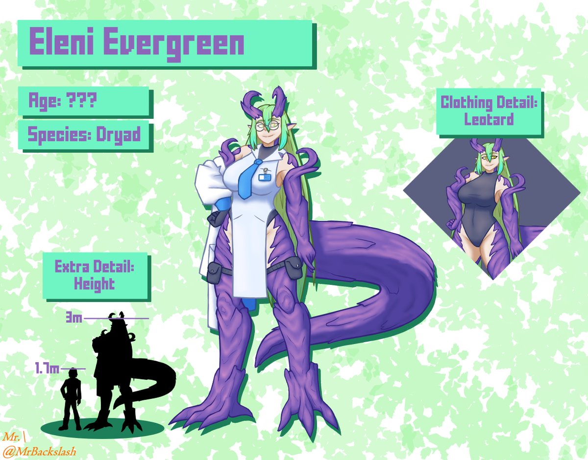 New OC dropped. A once human scientist is reborn as a Dryad due to strange circumstances. Been wanting to make a plant girl OC for a good while now.

#monstergirl #dryad #plantgirl