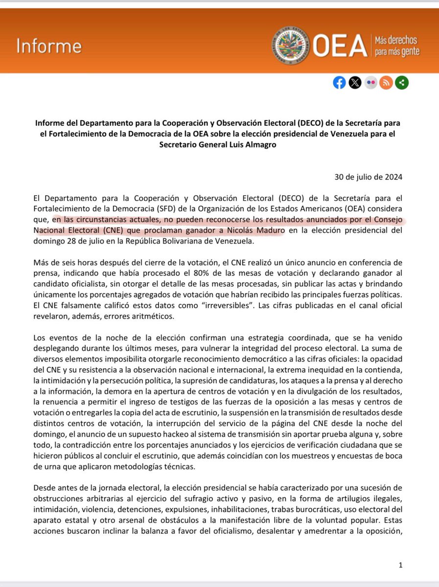 En el informe de la OEA del proceso electoral en Ecuador, en ningún momento se deslegitima los resultados, solo se dan recomendaciones. En cambio, cuando fueron los procesos en Venezuela, ahí si  la OEA no reconocía los resultados que daban como ganador a Maduro. Ahí el correísmo