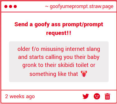 WeirdYumePrompt's tweet photo. [Gimmick!]
This would kill me instantly im not gonna lie https://t.co/xLUiouUk3I