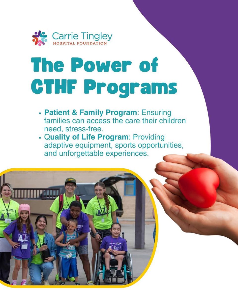 Every child deserves the chance to live, play, and thrive!
At Carrie Tingley Hospital Foundation, we make that possible through:

✅ Patient &amp; Family Program – Ensuring families can access medical care stress-free.
✅ Quality of Life Program – Providing adaptive equipment, sports