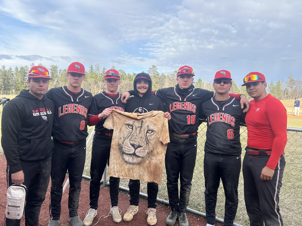 Be the Lion! Offensive explosion. Left to right- <a href="/hunter68341545/">Hunter Brodina</a> 3-5 1R 1RBI <a href="/isaac__hamann/">Isaac Hamann</a> 5-7 2R 4RBI Mulch Majerus 2-4 2R 4RBI 1 2B 1 3B <a href="/CadenEvers/">Caden Evers</a> 2-4 1R 2RBI <a href="/jonah_dejong/">Jonah DeJong</a> 4-7 3R 6RBI 1 2B <a href="/condav06/">Connor Davis</a> 7-8 6R 2RBI 2 2B 1 3B <a href="/DevinMG07/">Devin Gutierrez</a> 6-8 6R 2RBI 1 2B 1 3B <a href="/ATCCBaseball/">Alexandria College Legends Baseball</a>