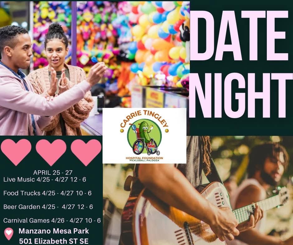 🌟 Date Night Alert! 🌟
Join us for a fun-filled day at the Carrie Tingley Hospital Foundation Pickleball Palooza! 🎉
📅 Dates: April 25-27 
Live Music: 12-6 PM
Food Trucks: 10 AM-6 PM
Beer Garden: 12-6 PM

📅 Dates: April 26-27 
Carnival Games &amp; Prizes: 10 AM-6 PM

📍 Location: