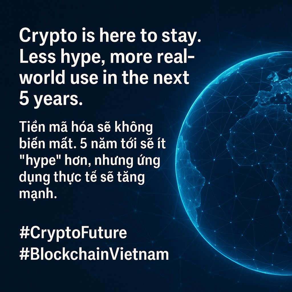 hugh_ho85's tweet photo. Crypto is here to stay. Less hype, more real-world use in the next 5 years.
Tiền mã hóa sẽ không biến mất. 5 năm tới sẽ ít “hype” hơn, nhưng ứng dụng thực tế sẽ tăng mạnh.
#CryptoFuture #BlockchainVietnam https://t.co/yJ3nrfLksc