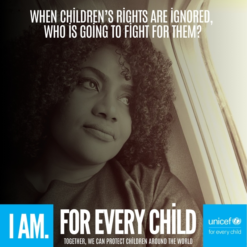 Every day, #children around the world face risks and their rights are denied. Children need our protection. I stand for their protection and total wellbeing because #IAM #ForEveryChild. 

Will you join me in this cause?

Together, we can protect children around the world. 

Learn