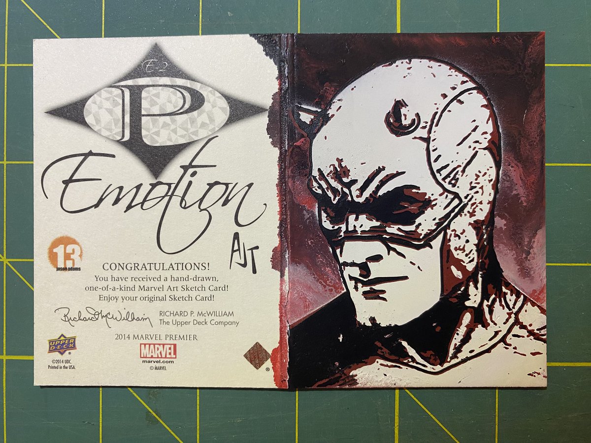 ArtOfJason's tweet photo. Here’s a rare one. Never seen before.
Daredevil “Fearless” Emotion booklet card from Marvel Premier.
.
.
.
.
#fearless #daredevil #daredevilbornagain #sketchcards #sketchcard #spraypaintart #steetstyle #stencil #art #marvel #kingpin #bullseye #mcu https://t.co/lfpJyxCoKk