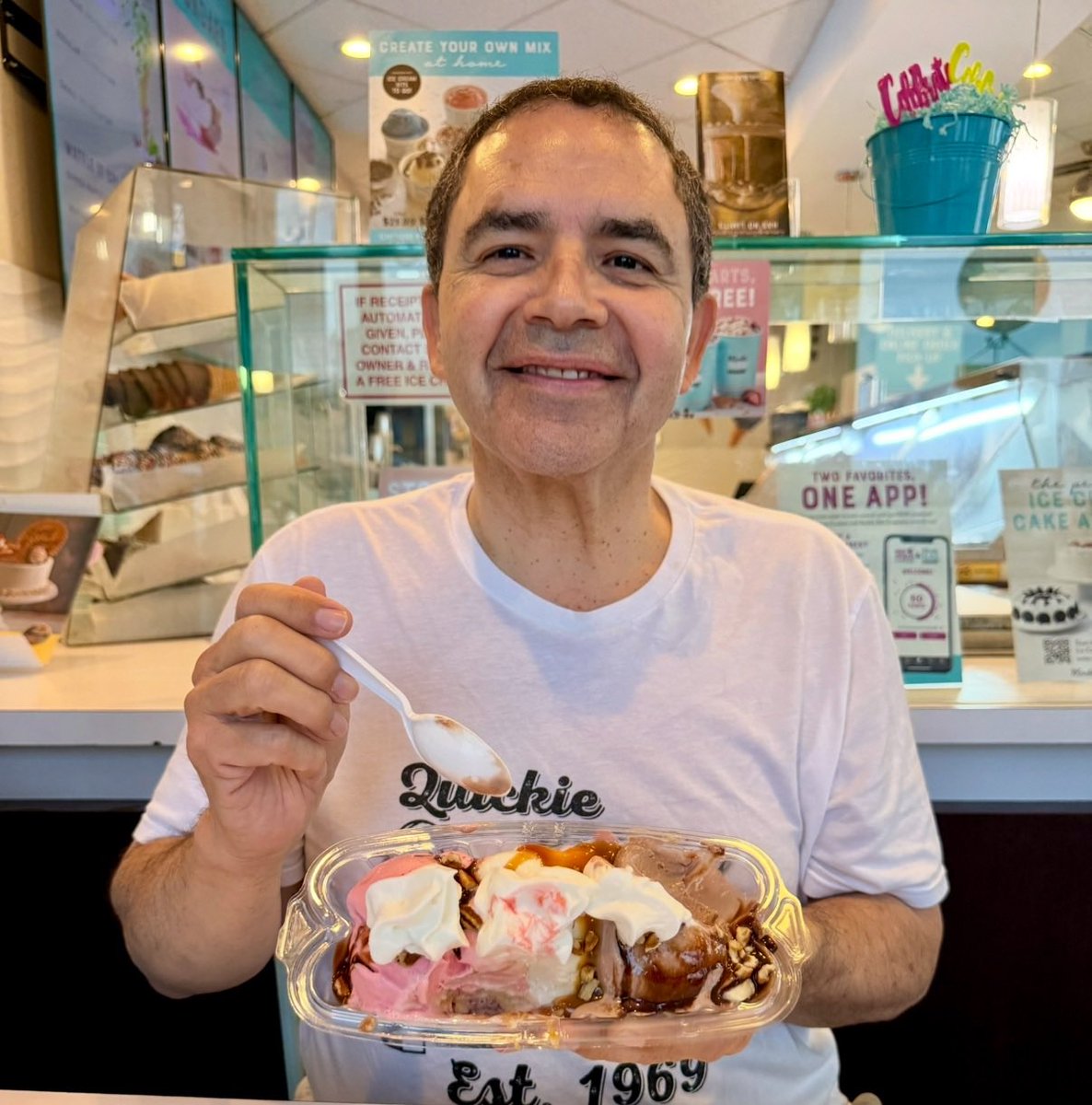 My family and I stopped in for a banana split at Marble Slab. Delicious!