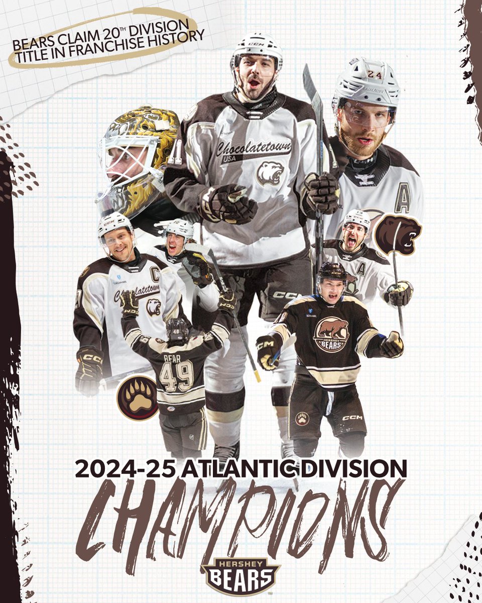By virtue of tonight's win, your Hershey Bears have captured the Atlantic Division crown for the second straight season! 👑

📰 bit.ly/3YH1jYP
