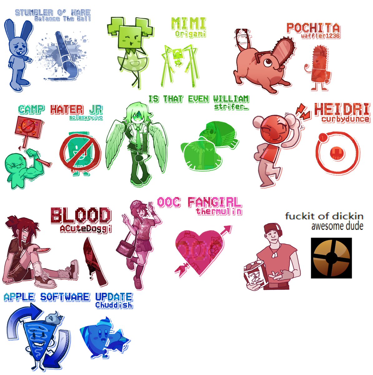 All the poses that I made for this