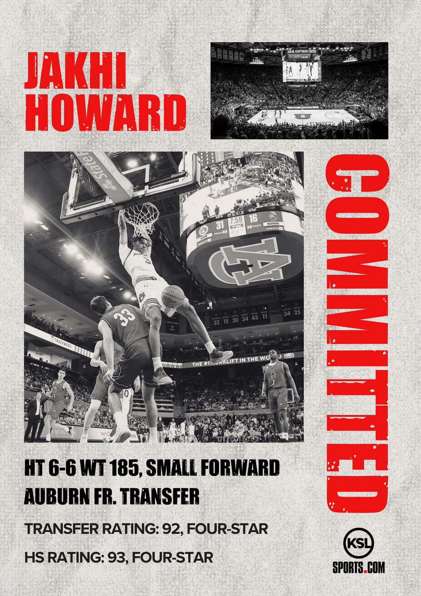 BREAKING: Utah has landed four-star Auburn transfer forward <a href="/showtime_ki/">Jahki Howard</a> !