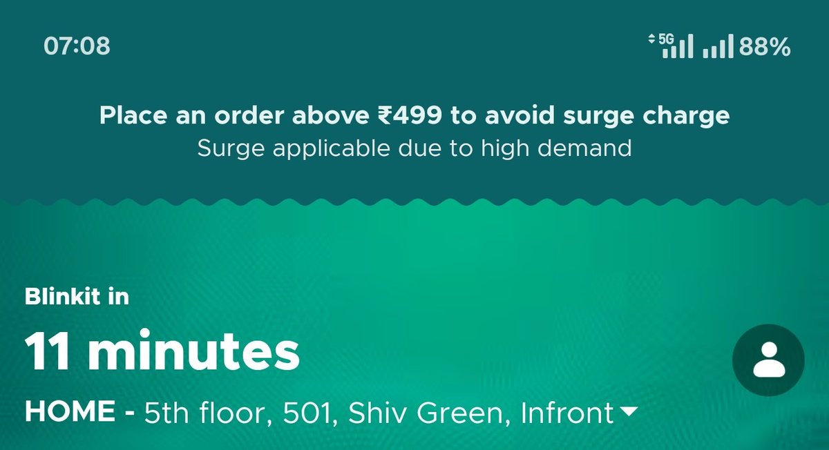 SUBHACISH's tweet photo. @letsblinkit gone nuts. Surge for high demand at 07:08 AM? bro wake up. https://t.co/5p154hphfm