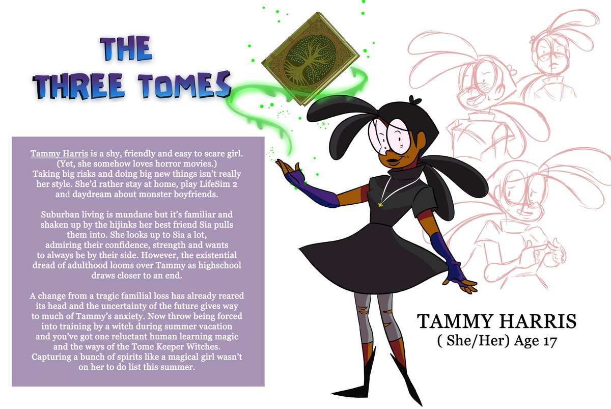 breanimator's tweet photo. The main characters for the indie animation pilot I'm developing all in one post cuz the algorithm is silly and people only seem to want to look at the first post in a thread. . ( Just doing an animatic rn) 

The Three Tomes:  Tammy. Sia.  and Shirley. 

Bad(?) guys coming later https://t.co/4xI3Ncse7d