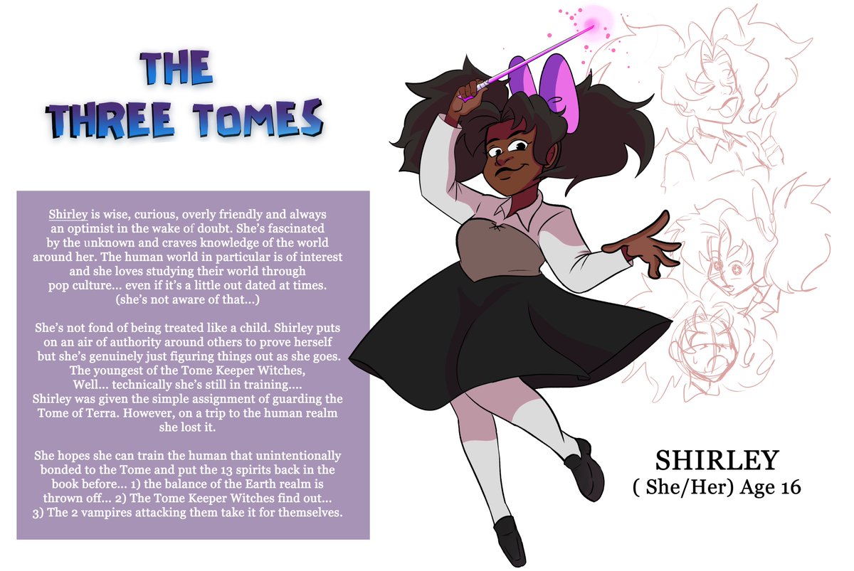 breanimator's tweet photo. The main characters for the indie animation pilot I'm developing all in one post cuz the algorithm is silly and people only seem to want to look at the first post in a thread. . ( Just doing an animatic rn) 

The Three Tomes:  Tammy. Sia.  and Shirley. 

Bad(?) guys coming later https://t.co/4xI3Ncse7d