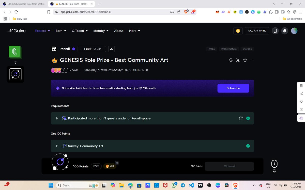 💥 Update on <a href="/recallnet/">Recall</a>
 Week 4 Galxe Quest is LIVE!
💰Funding: $30M
🎁 FREE Rewards

👇Steps to Join:
🔗 app.galxe.com/quest/Recall/G…
✅Done?
💙 Like + 🔁 RT

#Galxe #RecallNet #Airdrop #CryptoQuest