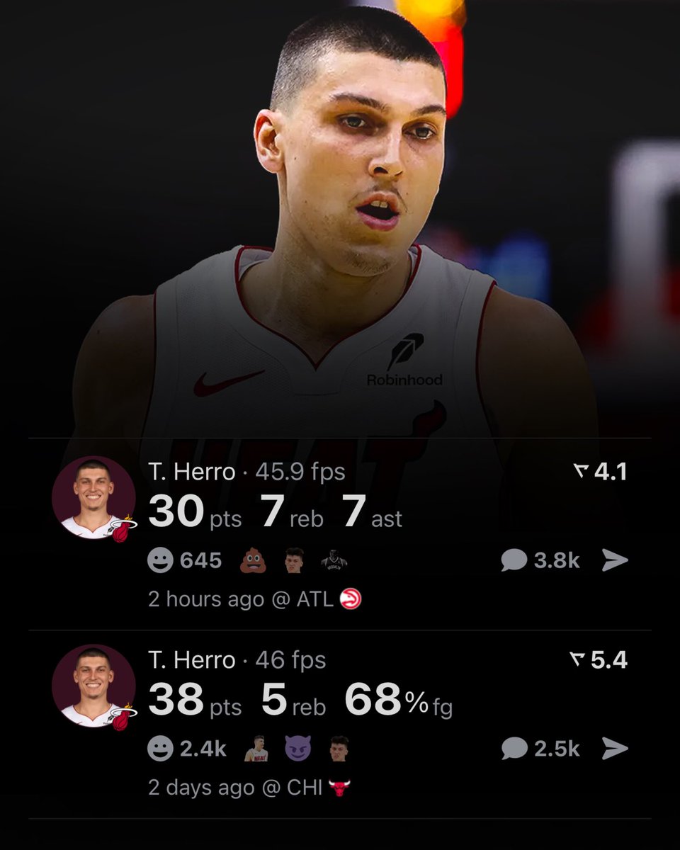 LegionHoops's tweet photo. TYLER HERRO IN THE PLAY-IN:

30 PTS - 7 REB - 7 AST
38 PTS - 5 REB - 13/19 FG

HE COOKED. 🔥🔥🔥 (via @realapp) https://t.co/egoyLmYnqR