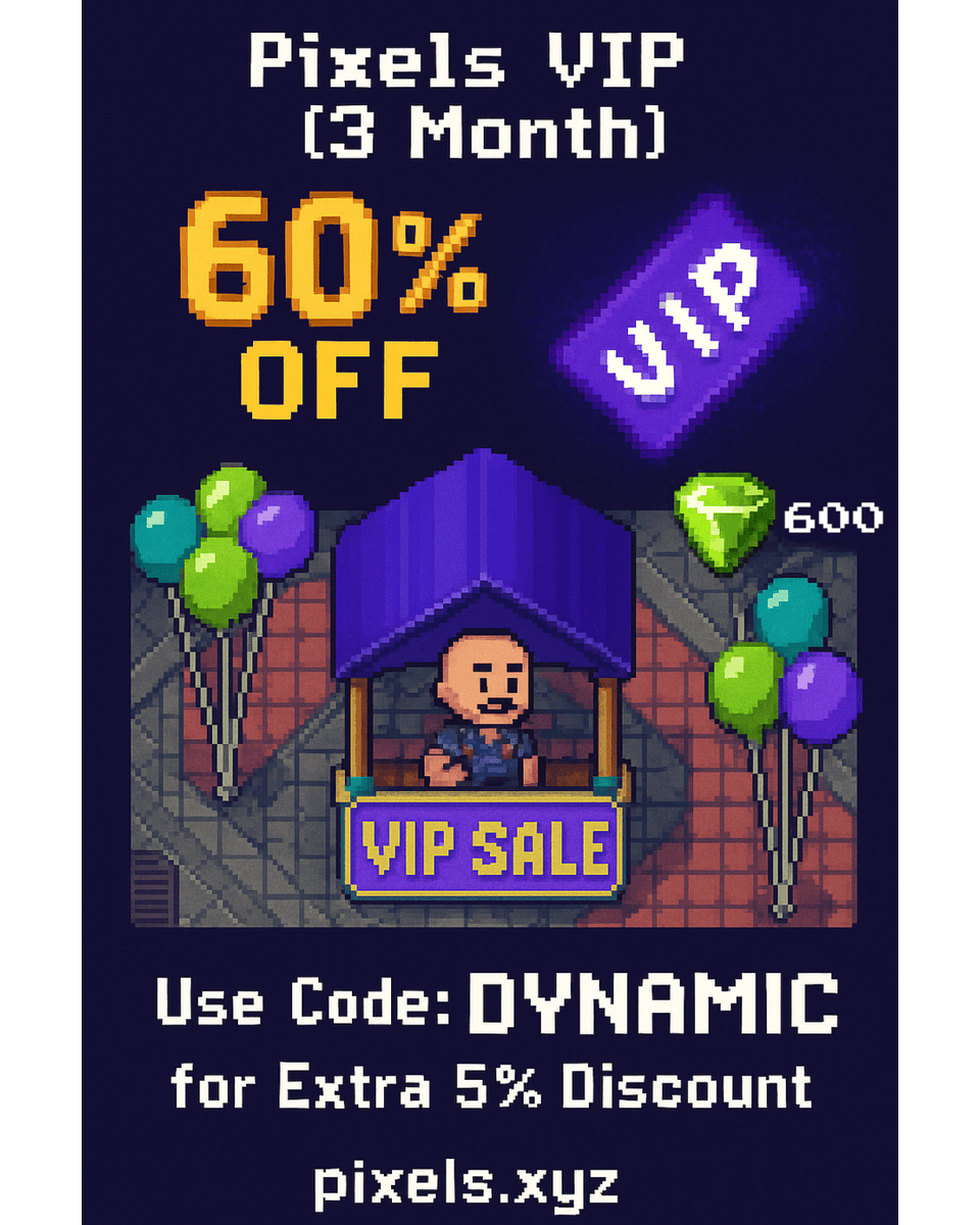 DynamicDiganta's tweet photo. π₯ VIP FLASH SALE is LIVE! π₯
Get 60% OFF a 3-Month VIP Coupon β only 600 $Pixels! π€
Use Code: DYNAMIC for an Extra 5% OFF! π
πFind the VIP Tent southwest of the Fountain in Terra Villa Central! πββοΈπ¨
β° Hurry, offer ends April 22 at 5:59 AM UTC!
#Pixels #VIPSale #PixelsGame https://t.co/J6F1JdwFIV