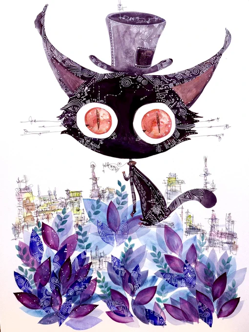 まだ制作途中ですが、遠くからもハッとしてもらえて、じっくり観るとおしゃれな絵にしたいなー。 