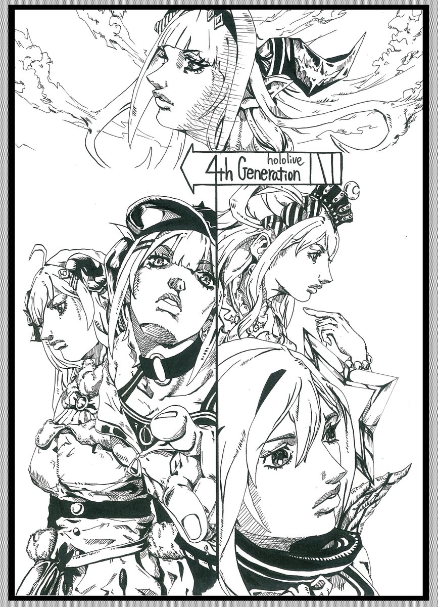JaneDoe_ch's tweet photo. Title:4thG 01(JOJO-ish)

#かなたーと
#つのまきあーと
#TOWART
#ルーナート
#みかじ絵 https://t.co/Lgf14BjuMk