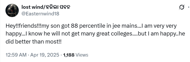 venkat_fin9's tweet photo. His son scored 88 percentile in JEE Mains. GEN cutoff: 93.1. But someone with 47.9 walks into better colleges. Not because of merit, but because of their category.

The boy toiled for years. Sleepless nights. Endless sacrifice. Was he born before reservations? NO. Is it his sin to be born in a country where reservations have become a curse to merit?

How many more decades will these so-called "marginalized" groups need upliftment? Even the government admits they’ve progressed. But politicians cling to reservations for vote banks, fueling discrimination in the name of equality.

How long will talent be punished?

How long will hard work be insulted?

This isn't justice. This is political corruption disguised as social welfare.

The system is rigged. And it's brutally unfair. 💔