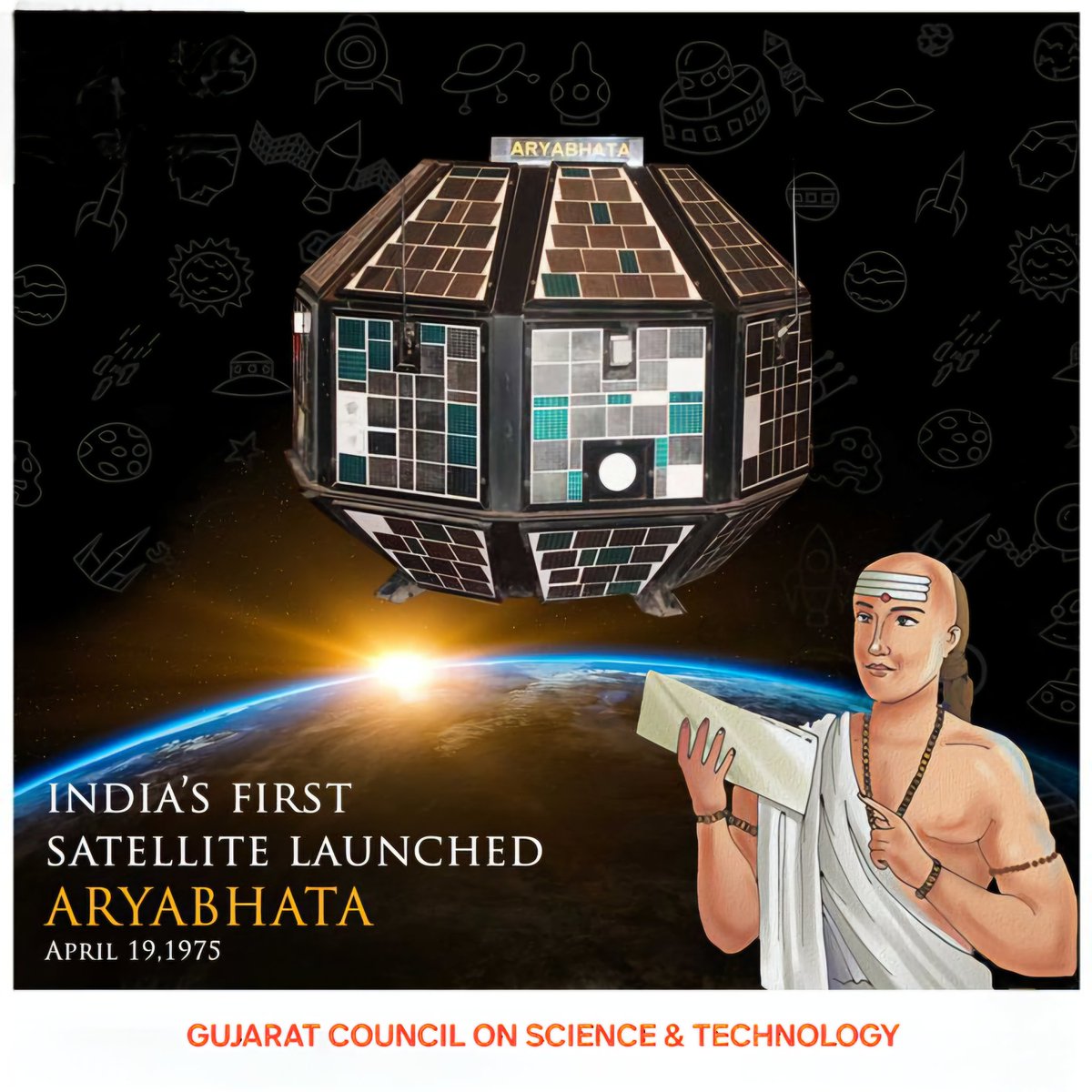 narottamsahoo's tweet image. 50 years ago, India dared to dream beyond the skies.

#Aryabhata, our first satellite, may have stayed in orbit briefly — but its legacy is eternal.

A 360-kg marvel that ignited a billion hopes and launched #India into the #spaceage.

As we mark its #GoldenJubilee, we celebrate