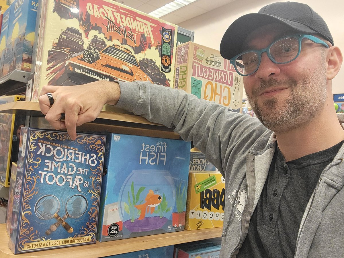 TDCJason's tweet photo. We did it! A bucket-list item for me, for 20 years, is having my name on a cover at Barnes &amp; Noble (the quest began as Borders). I'm very proud of "Sherlock: the Game is Afoot," and I pitch it as a mixture of Clue, Go-Fish, and Spoons, available now where fine Legos are sold. https://t.co/e6z8eoQXdo