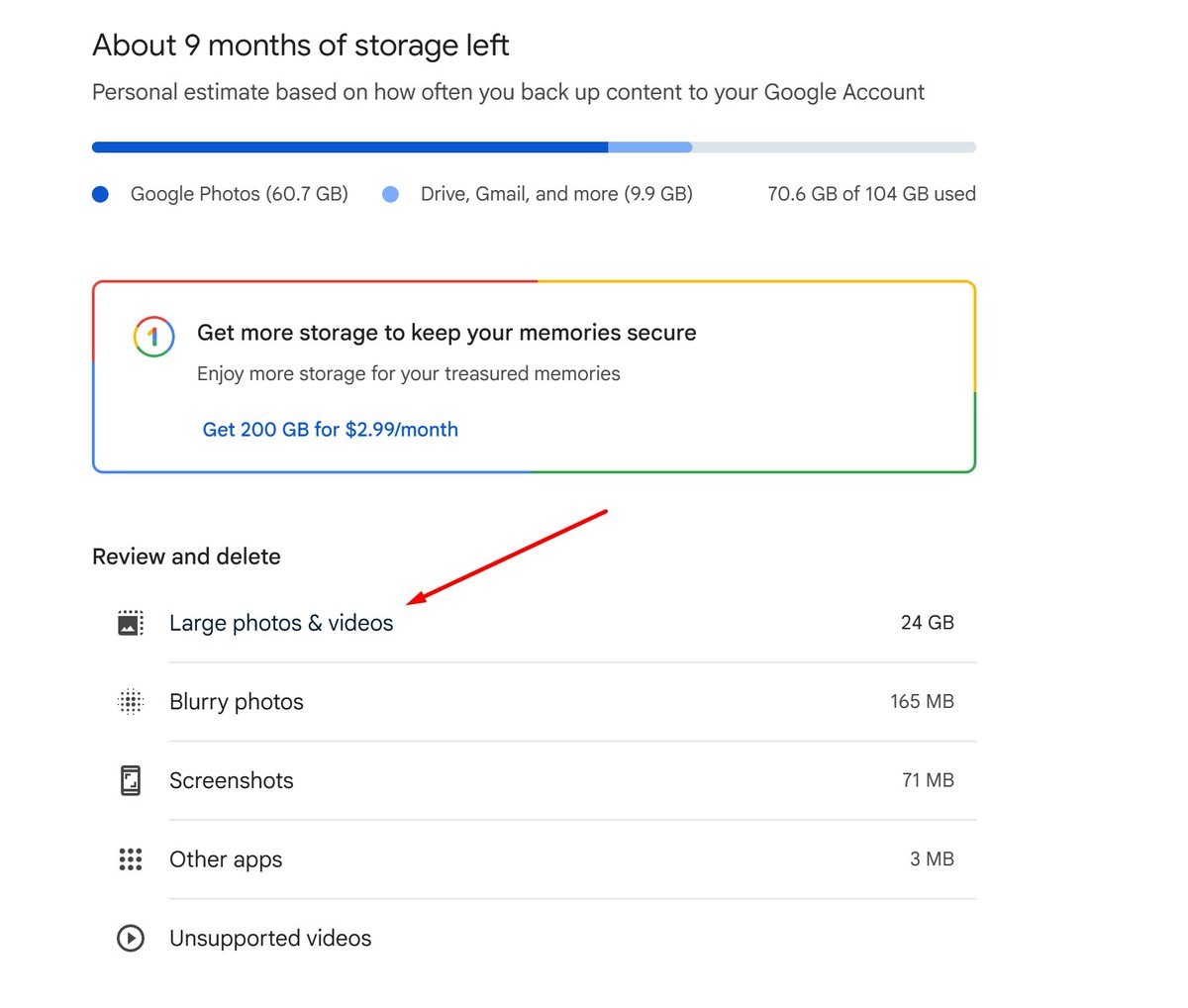 ¿Te estás quedando sin espacio en Google Drive/Photos? Acá un truquito 🔥

- Entrá a photos.google.com/quotamanagement
- Hacé clic en "Fotos y videos grandes" 
- Eliminá lo que no te sirva

Espero te sea util🚀

#espacio #gmail #photos