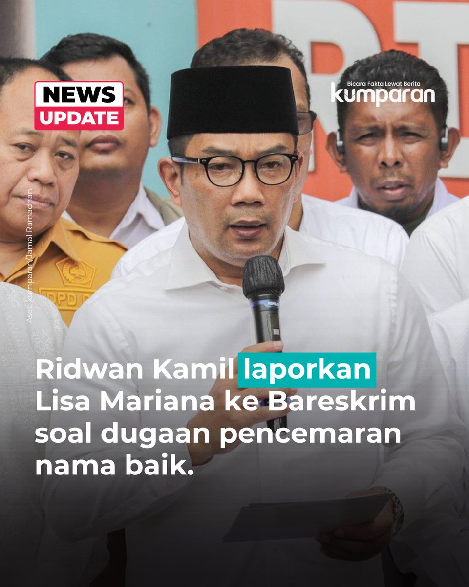 Mantan Gubernur Jawa Barat, Ridwan Kamil, melaporkan selebgram Lisa Mariana ke Bareskrim Polri atas dugaan pencemaran nama baik. #newsupdate #update #news #oneliner #bicarafaktalewatberita #kumparan kum.pr/vq38tdrtlz
