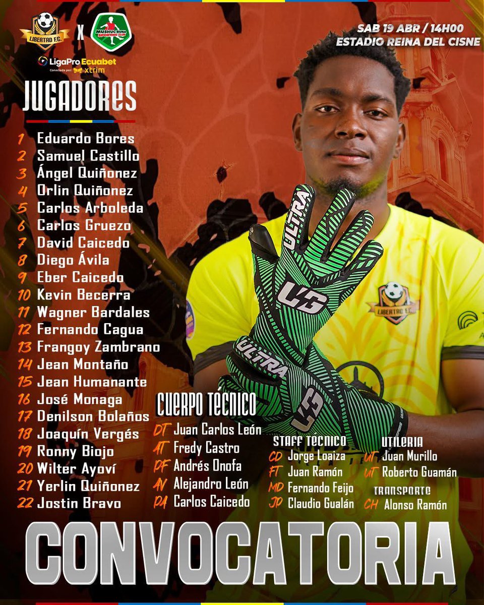 LibertadFC3's tweet photo. ɴóᴍɪɴᴀ ᴅᴇ ᴄᴏɴᴠᴏᴄᴀᴅᴏꜱ 🟠⚫

Nuestra delegación lojana para enfrentar a Mushuc Runa 📒⚽

🏟️ Estadio Reina del Cisne 

#ligaproecuabet2025 #Libertadfc #loja https://t.co/JUcmO6vdV4