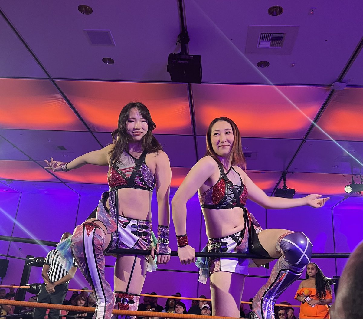 resuramag's tweet image. Takumi Iroha and Magenta (Maria &amp;amp; Riko Kawahato) repped #marvelouspro at @deadlockpro like bosses.