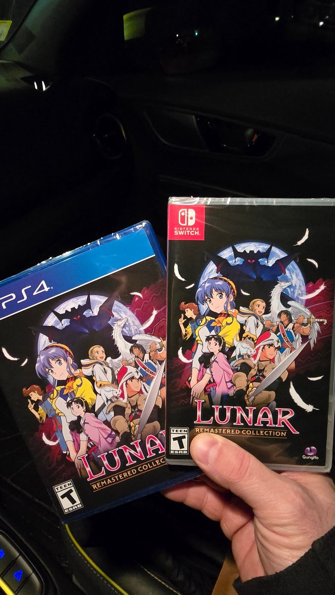 NerdsNeverSleep's tweet photo. Who else got their copies? Lunar Remastered Collection, two of my fav RPGs from back in the Sega CD days. 
Thanks to @GungHo_America for giving us physical copies! 
#videogames #gamer #gungho #lunar #lunarsilverstarstory #workingdesigns #rpg #ps4 #nintendoswitch https://t.co/MG3nVbNjiy