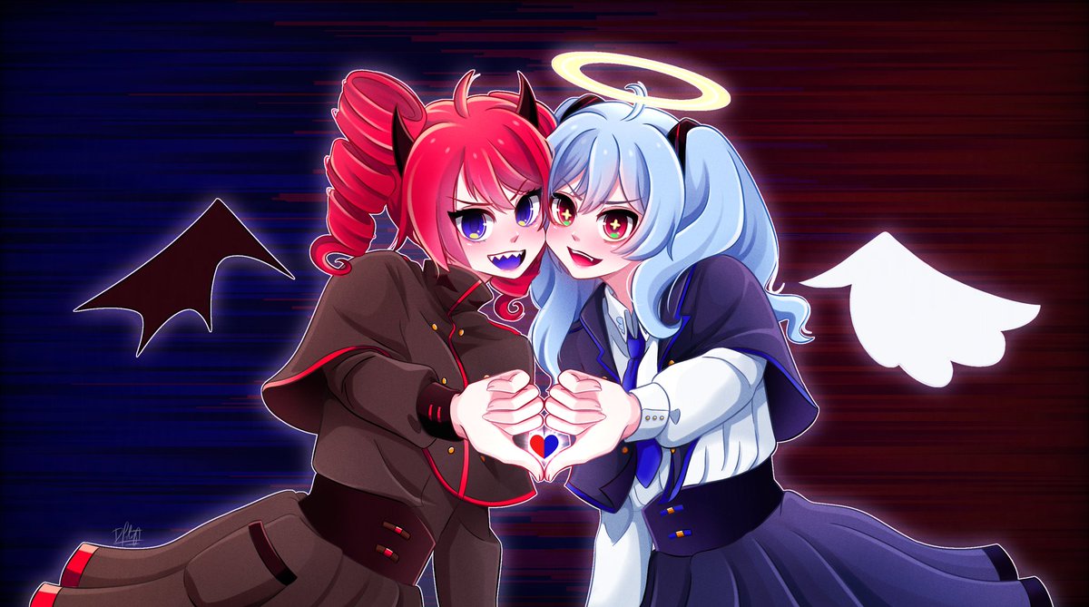 Rasheru4's tweet photo. Las amo a estas dos ❤️💙 
(Help no me saco la canción  de la cabeza)
#MikuTeto #HatsuneMiku #KasaneTeto #fanart  #初音ミク
#重音テトSV  #ミクテト #重音テト
#ダイダイダイダイダイキライ https://t.co/tC27j47GnS