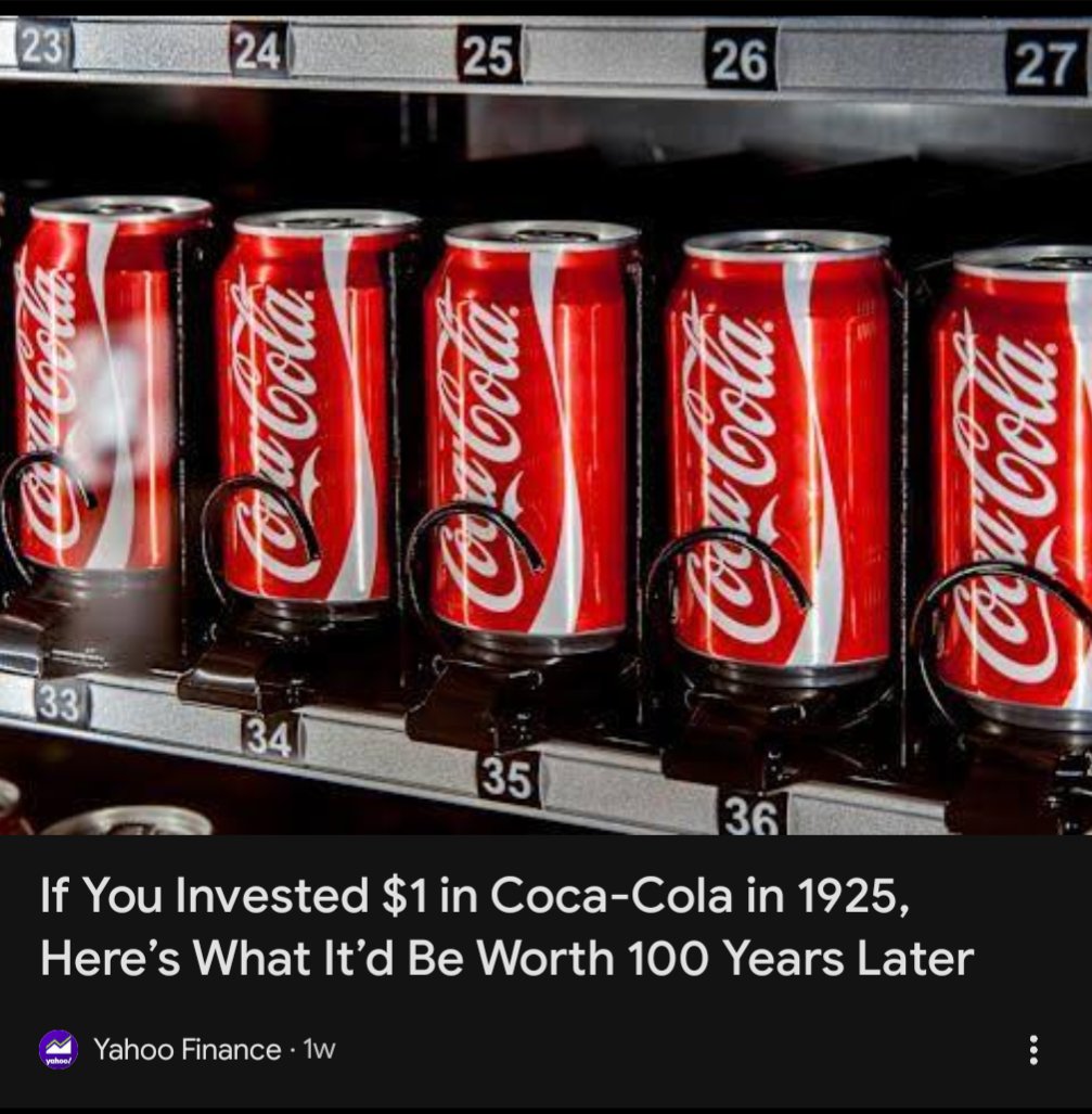 If only I had bought Coca cola stock before my grandparents were born and held it for 100 years