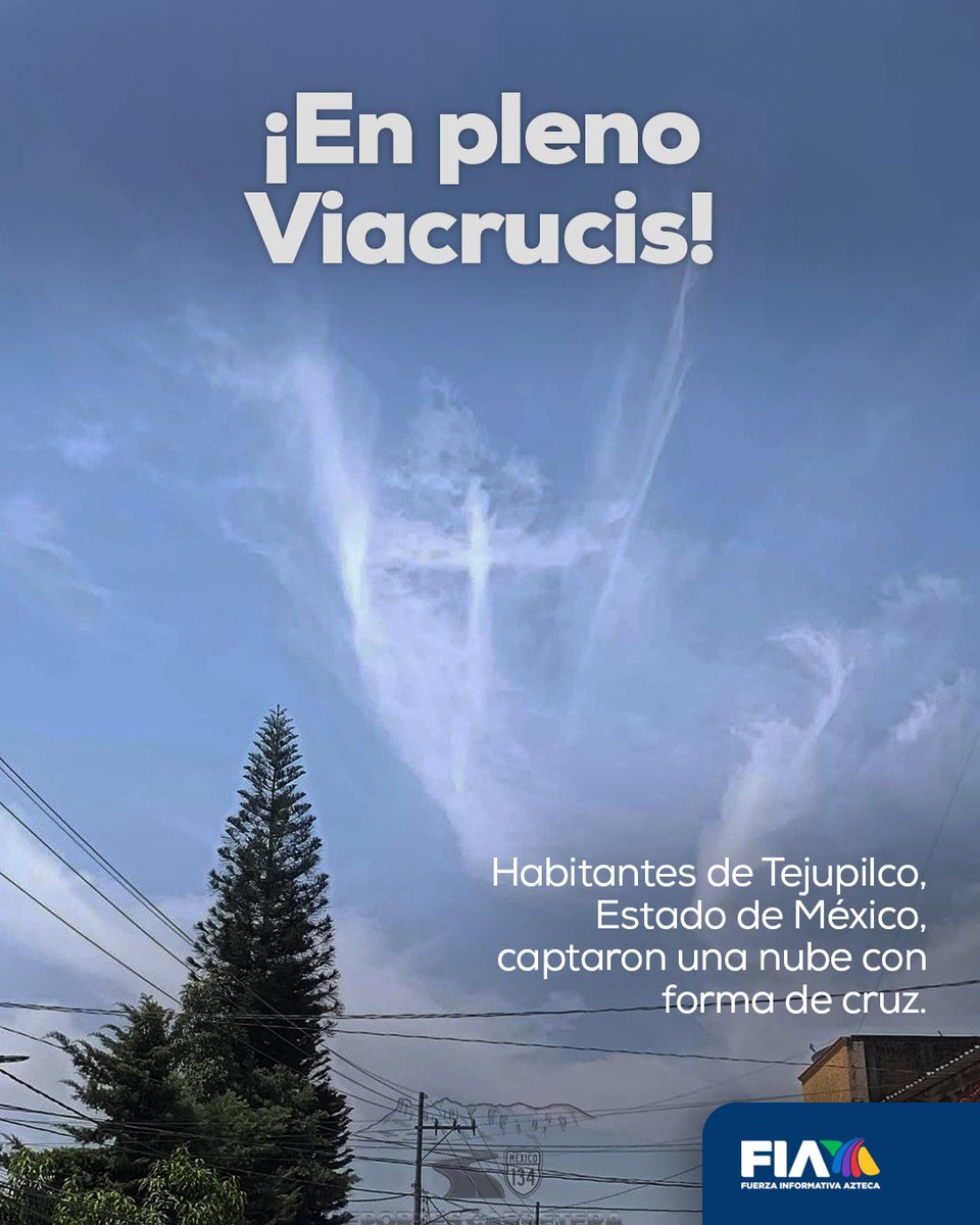 AztecaNoticias's tweet image. #Edomex | Durante la tarde de este Viernes Santo se registró un hecho insólito en Tejupilco.

Durante la represtación del #Viacrucis en la comunidad de San Simón, apareció una nube en forma de cruz✝️