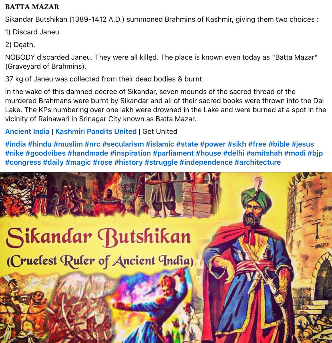 RomeshNadir's tweet photo. Even subjected to #SarTanSeJudaa with #BattaMazar in Kashmir, I never stopped visiting your Mazars. 
Even when you painted my #Durga naked, I continued lighting candle at your Dargahs. 
Even when #Exiled from my home &amp; hearth, I embraced you on this earth. https://t.co/RWRyAPIUab https://t.co/cAcQP2sEka