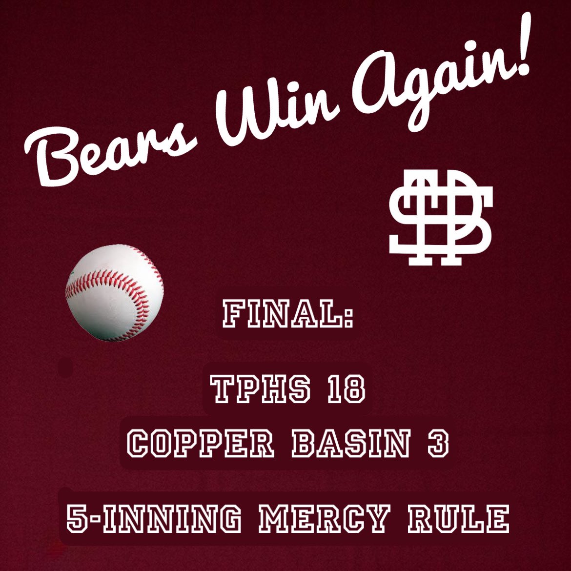 tpbaseballbears's tweet photo. Picked up 10th win of the season…Go Bears! https://t.co/66PomDAopA