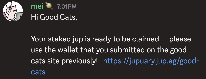 If you were eligible for Good Cats, it is now ready to be claimed!
