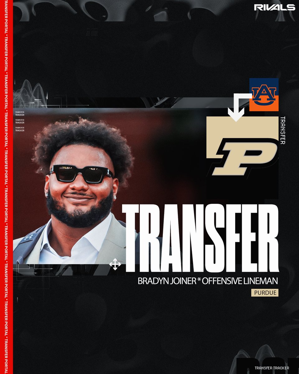 COMMITMENT: Auburn OL Bradyn Joiner announces he is transferring to Purdue👀