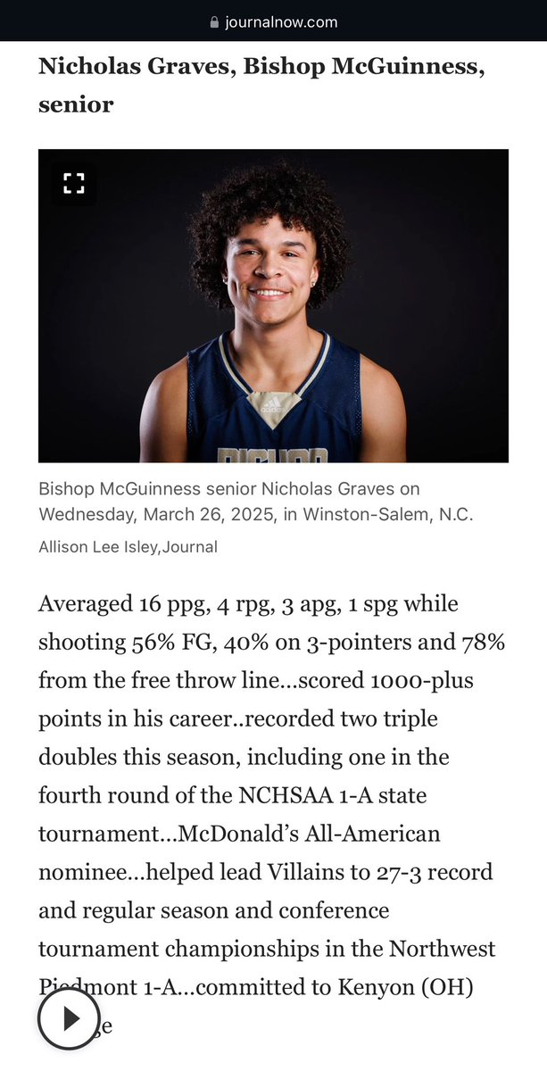 VillainsMBB's tweet photo. Congratulations to 2025 Nicholas Graves @ngraves_ on being named Winston Salem Journal All-Area!
Alex Waterfield &amp; Thomas Thompson also included as Honorable Mention! @Awaterfield15 @Thxmas2x 

#AlwaysBishop https://t.co/Yw6h4TGptd